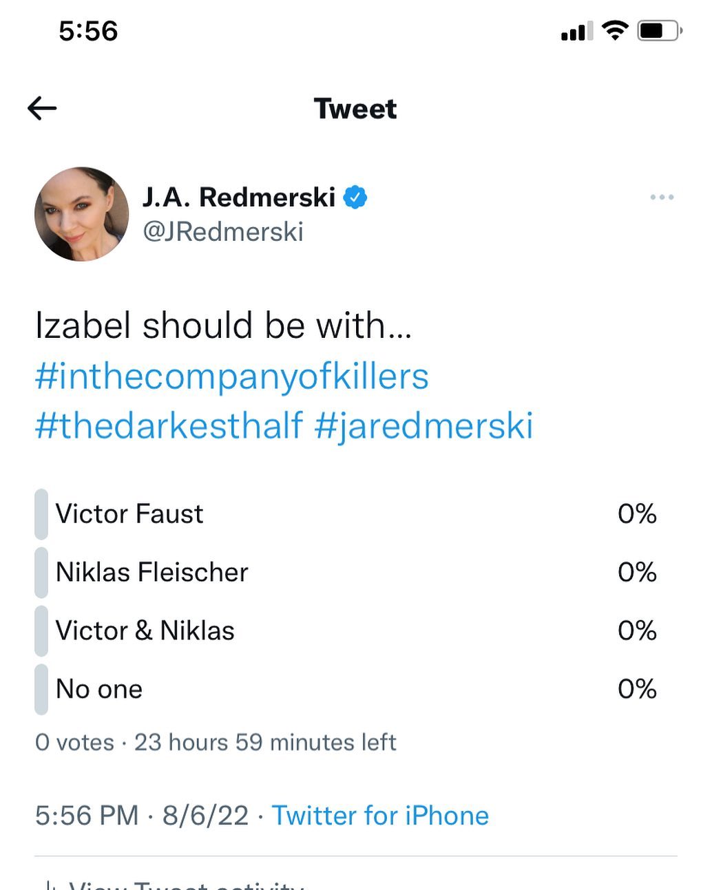 Head over to Twitter if you want to vote on this poll!🩸#thedarkesthalf #inthecompanyofkillers #jaredmerski